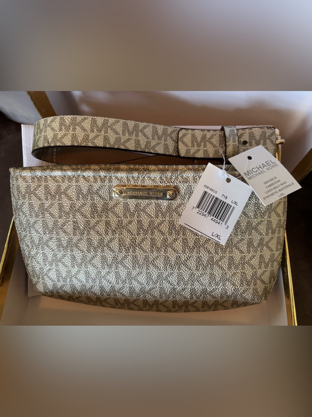 Michael Kors Signature Metallic Logo belt bag - Gold